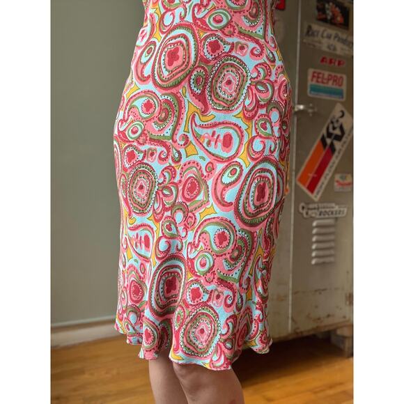 Vintage 90s Slip Dress | Paisley Boho Print | Rayon Bias Cut | Size S - Picture 5 of 8